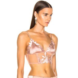 Fleur du Mal - Velvet Lily Lace Longline Top - Platinum Rose - NWT